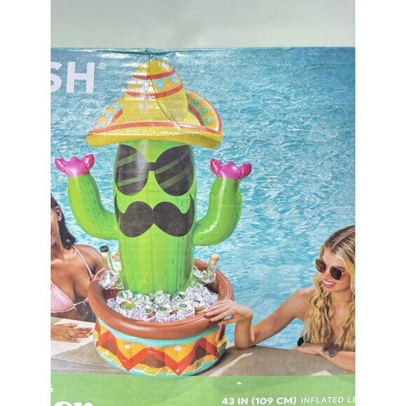 Inflatable Cactus Cooler with Sombrero Hat Fiesta and Cinco de Mayo Party Decor - Picture 4 of 7